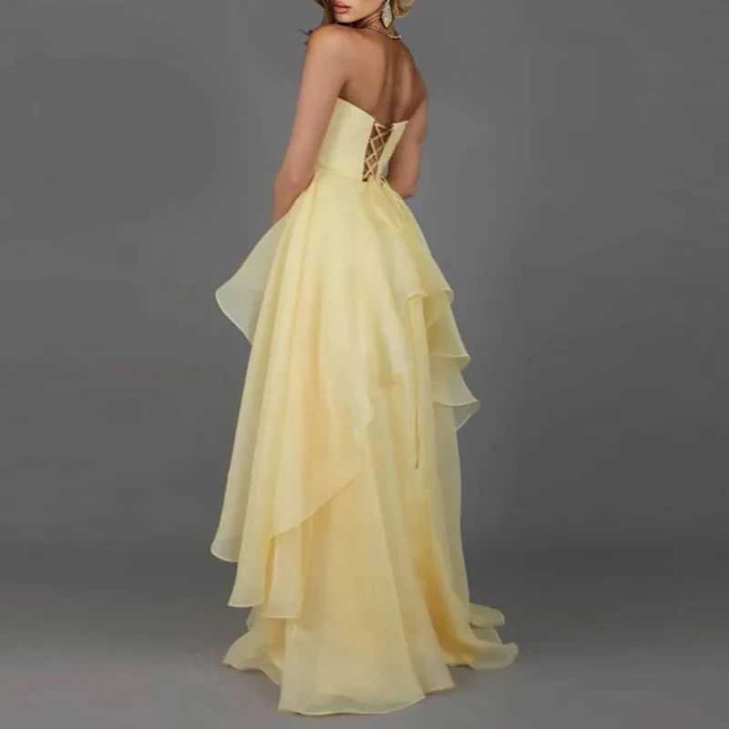 Sexy Trägerloses Abendkleid mit Hohem Schlitz 2026 Elegantes Ärmelloses Drapiertes Langes Kleid Modisches Temperamentvolles Einfarbiges Partykleid