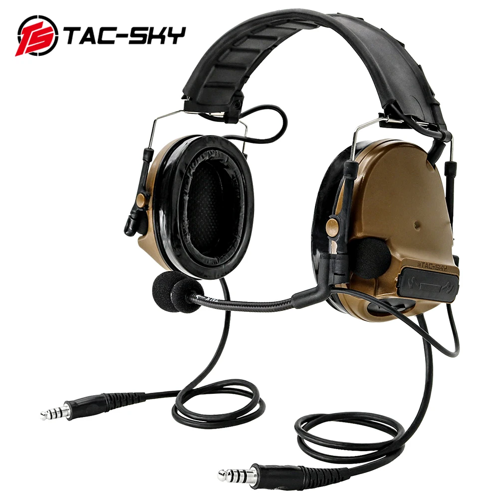 Imagem -02 - Tac-sky Comtac Iii Tático Fone de Ouvido Nova Dupla Passagem Destacável Bandana Caça ao ar Livre Tiro Comtac Walkie Talkie Fone de Ouvido ts