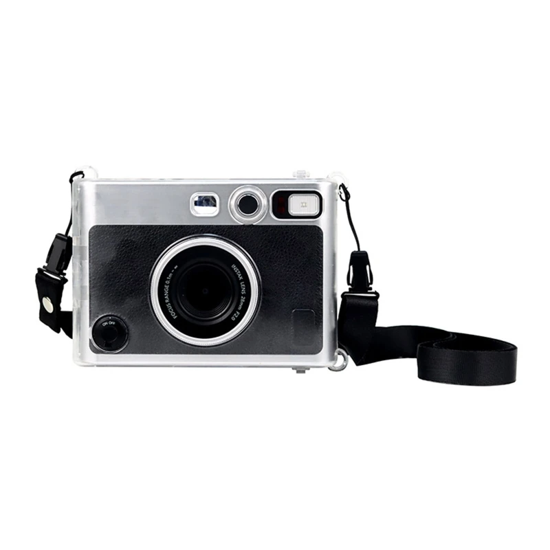 Clear for Case for Fujifilm Mini EVO Instant Film Camera Crystal Hard for Shell Cover with Removable Shoulder Strap for