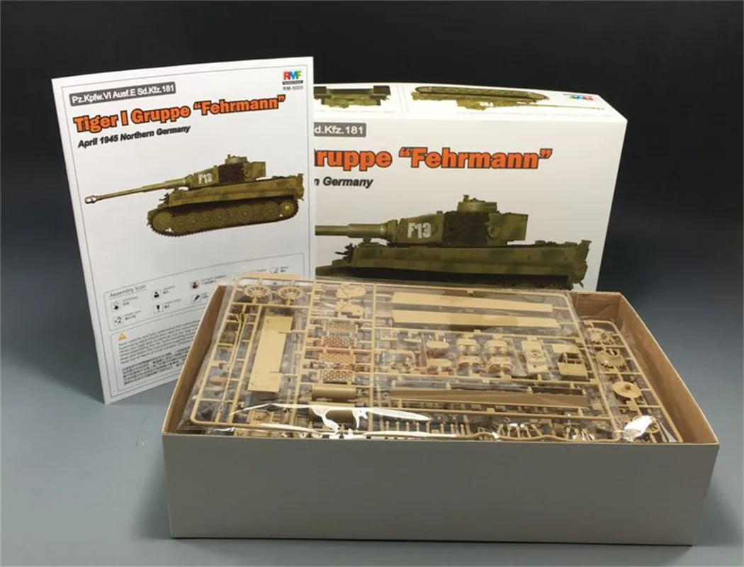 Rye Field Model RM-5005 1/35 Scale Pz.Kpfw.VI Ausf.E Sd.Kfz.181 TigerI Gruppe Fehrmann April 1945 Tank Assembly Model Kits