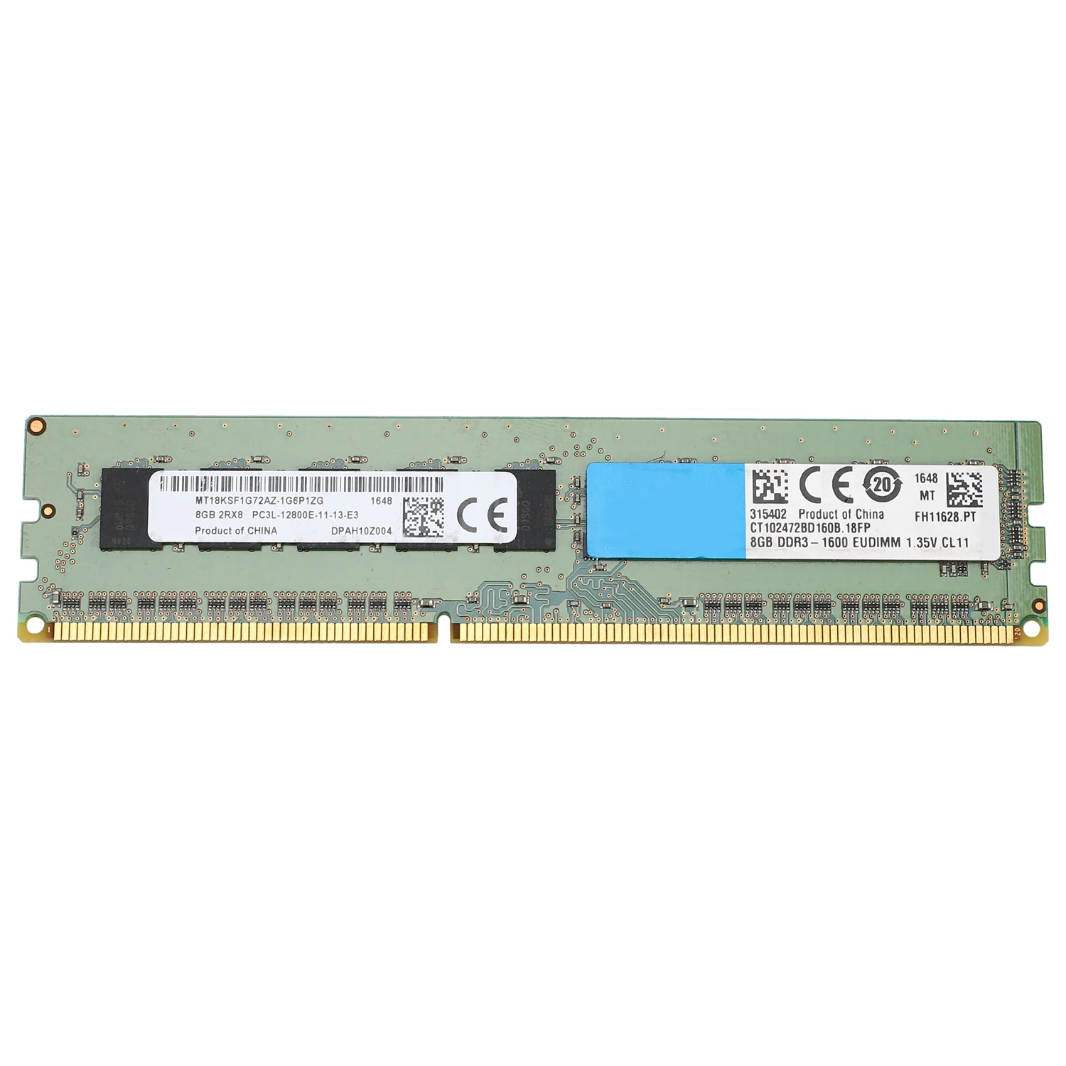 

8GB Memory RAM 2RX8 1.35V DDR3 PC3L-12800E 1600MHz 240 Pin ECC Unbuffered RAM for Server Workstation