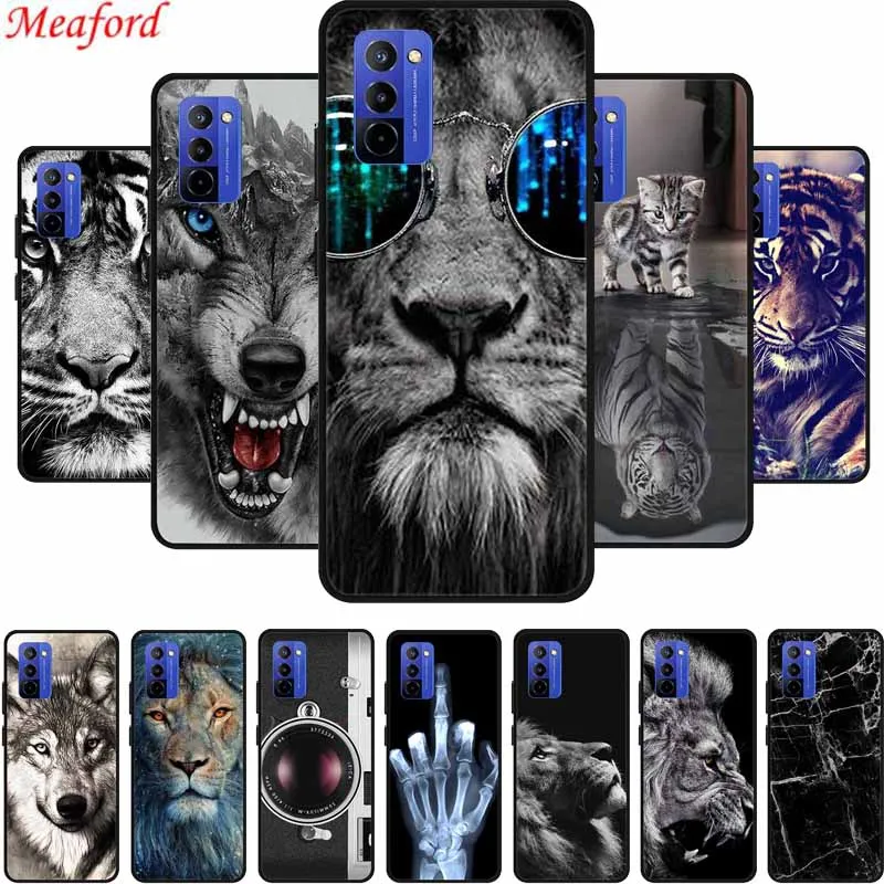 Para Wiko 10 Funda de teléfono León Lobo Tigre negro silicona suave Funda trasera para Wiko 10 Funda 6,75 "Funda para Wiko10 Coque
