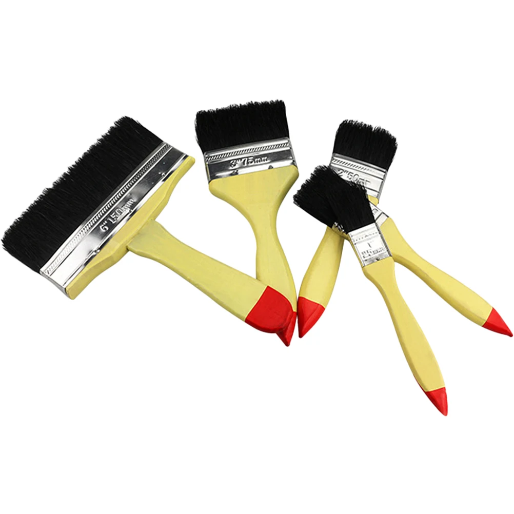 

5pcs Paint Brush Set Synthetic Bristle Variety Size Wood Handle For Walls Trim Cabinets Stain Furniture House Painting Supplies