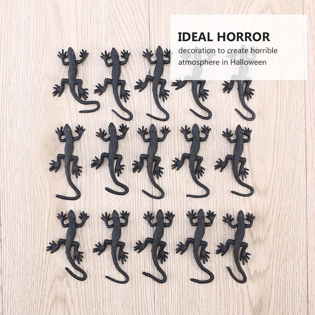

10Pcs Plastic Black Gecko Simulation Halloween Props Prank Scary Party Decorations Plastic Black Gecko Halloween Decorations