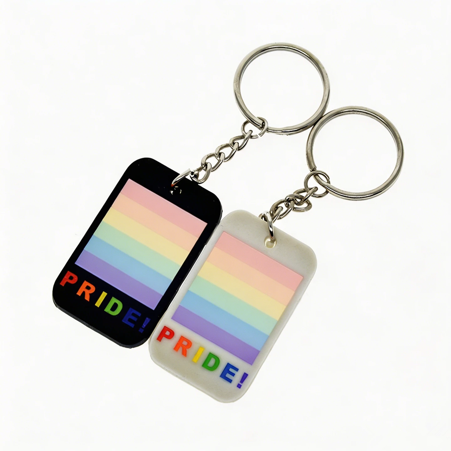 1 PC Pride Silicone Dog Tag Keyring Engraved Rainbow Flag Design Key Accessory Unisex Accessories