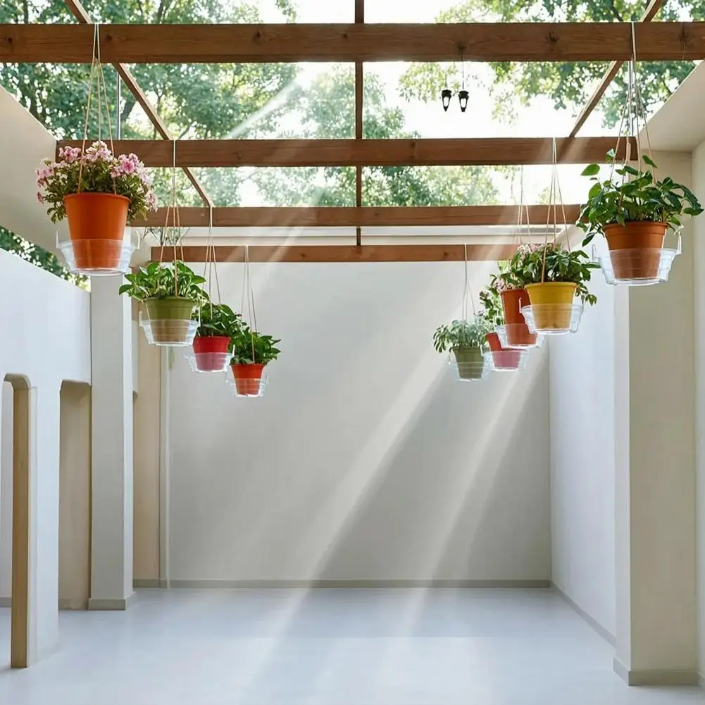 Flower Pot Tray Plant Drip Irrigation Tray Flower Pot Watering Tray with Hooks Hanging Basket Plant Saucer Ventilated for Indoor