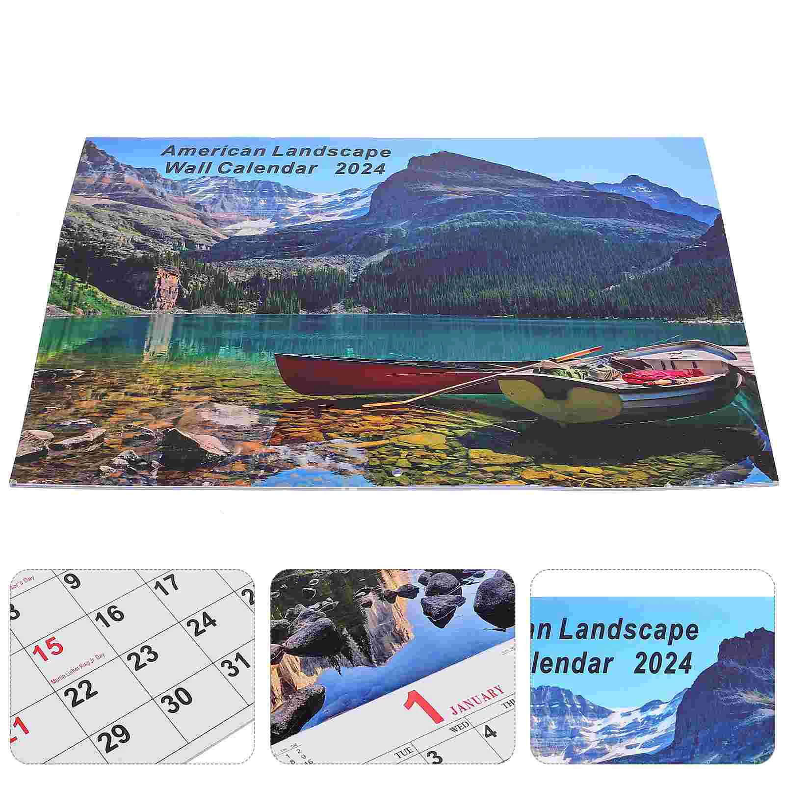 2024 Cross-border European and American English Landscape Photo Wall Calendar Holiday Hanging