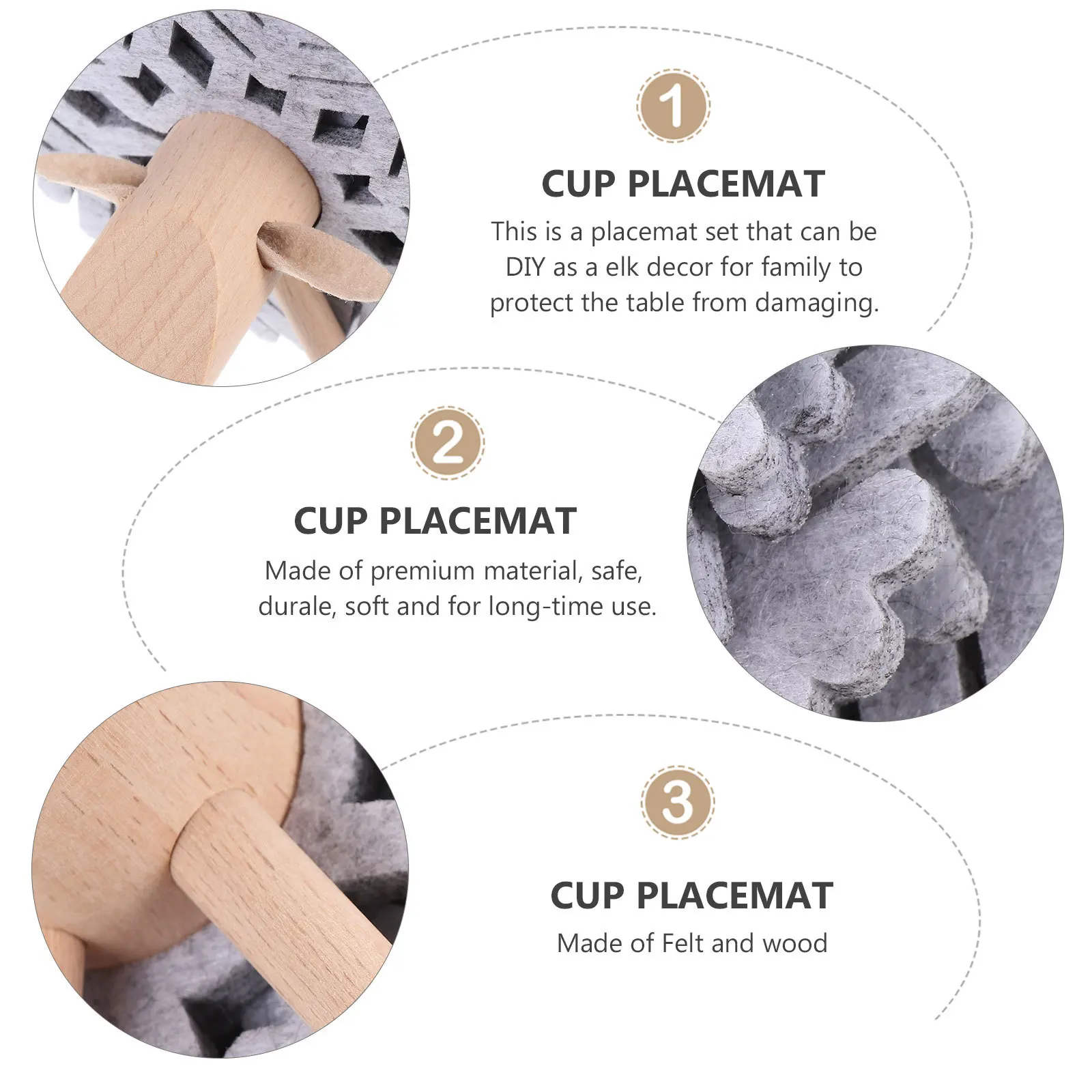 

1Set Elk Cup Placemat Heat Resistant Table Mat Creative DIY Coaster Home Office Decoration Cup Placemat Table Mat