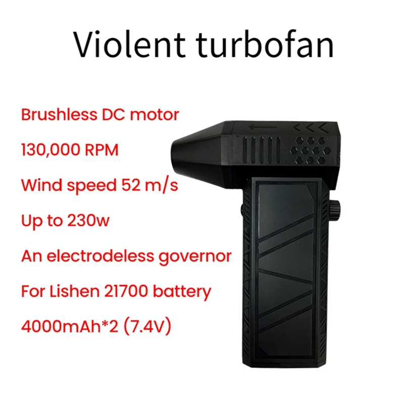 AA78-Violent Turbo Mini Fan 200W 130,000 RPM مروحة نفخ محمولة قابلة للشحن منفاخ الغبار إعصار مروحة قوية