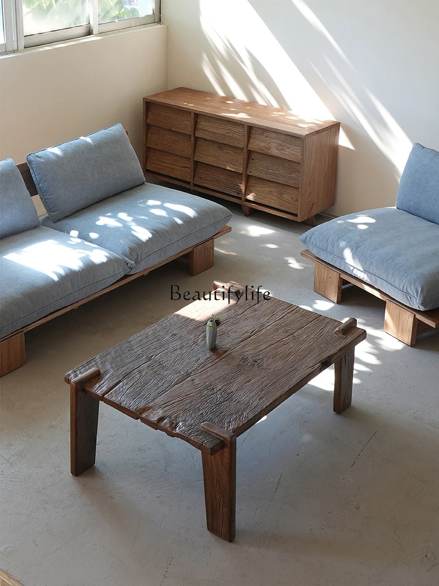

Solid wood coffee table old door panel weathered wood homestay living room tatami low table