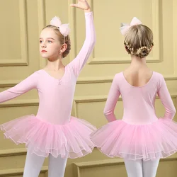 Ballet Skirt Long Sleeve Ballet Leotard Girls Children Cotton Dance Wear Training Skirt Leotard Party Outfit Swimwear