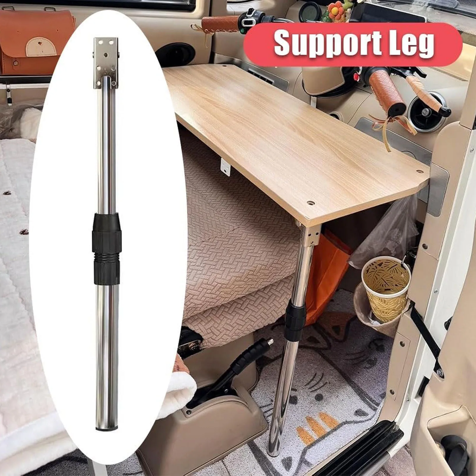 1Pc Boat Folding Table Leg 18.5-28in Adjustable Height Collapsible Furniture Leg Stainless Steel for RVs Camping Vehicles Boats