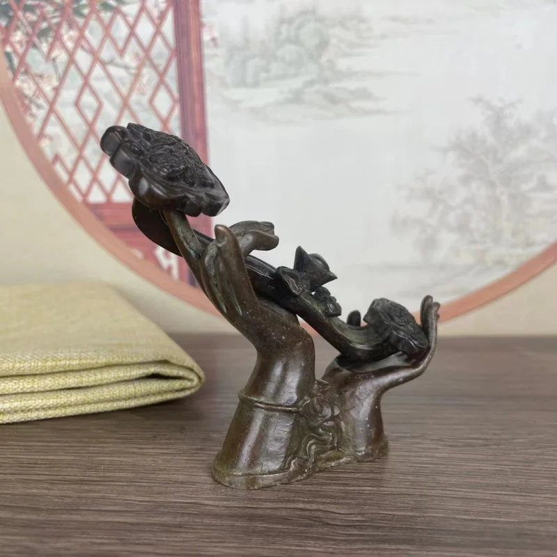 's Ruyi Brass Buddha's Hand Ornament Lotus Home Shelf Craft Desktop Decoration