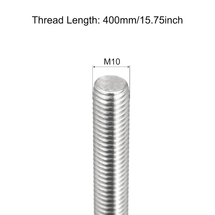 2 قطعة M101.5 x 400 مللي متر طول قضيب ملولب بالكامل 304 الفولاذ المقاوم للصدأ اليد اليمنى الخيوط قضبان قضيب رصع بالكامل ل مرساة Bo