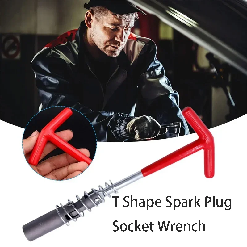 16mm/21mm Universal Spanner Socket Wrench Tool T-Handle 360 Degree Rotation Spark Plug Removal Socket Wrench Auto Repairing Tool