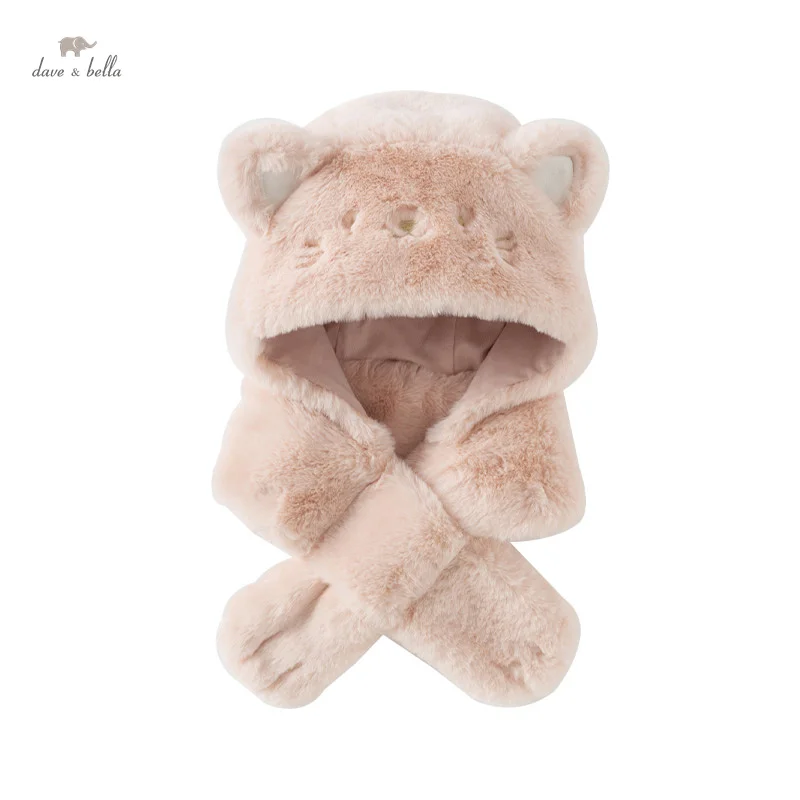 Dave Bella Cute Pink Winter Children Plush Scarf Hat Baby Girl Ear Protection Hat Kids Windproof Warm Fur Hat DB4243868