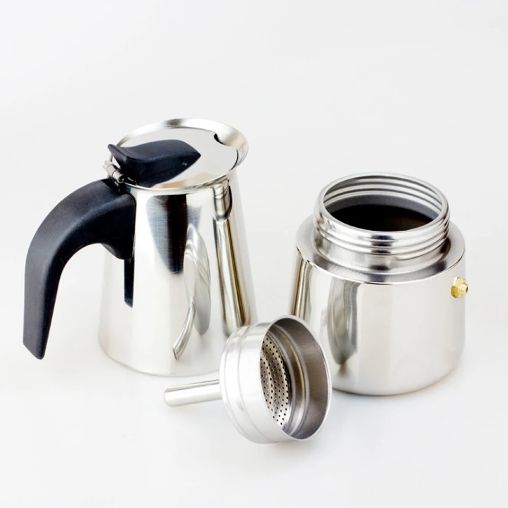 

Stainless Steel Coffee Maker Small Size Easy Clean Ergonomic Handle Perfect for Home Office Travel Mocha Espresso
