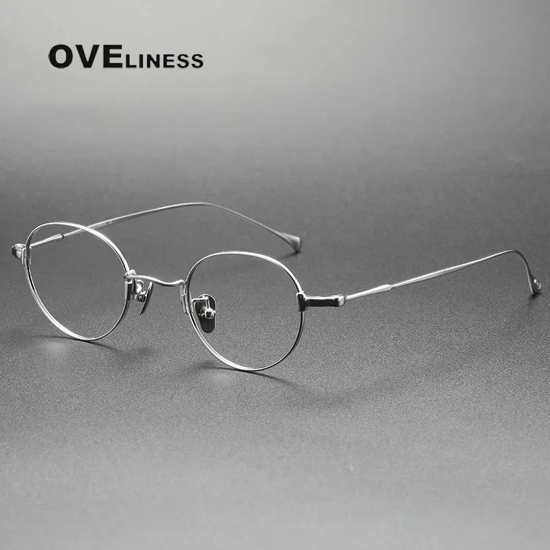 Pure Titanium Glasses Frame Men Women Vintage Round Brand Design Eyeglasses Frames New Titan Eyewear High Quality Spectacles