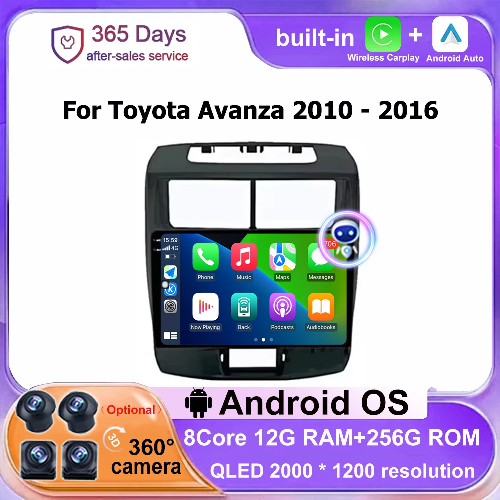 

Android Auto 9 дюймов для Toyota Avanza 2010-2016 Автомобильный радиоприемник Мультимедийная GPS-навигация Беспроводной Carplay 4G WIFI Инструменты Вентилятор BT DSP