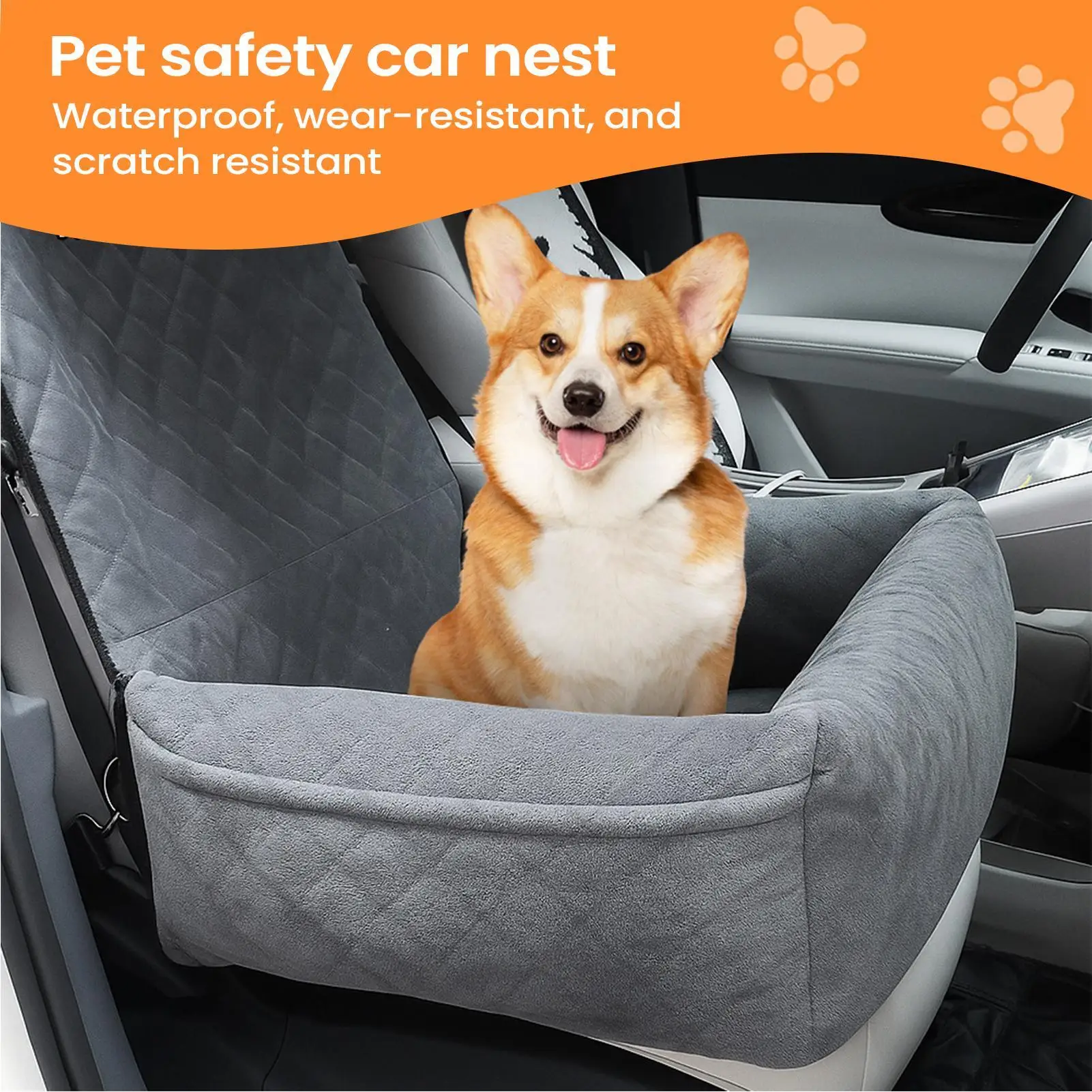 

Pet Car Seat Ventilated 2 Side Pockets Pet Seat Puppy Automotive Cushion For Vehicle RV SUV Truck Front And Backseat Travel Road
