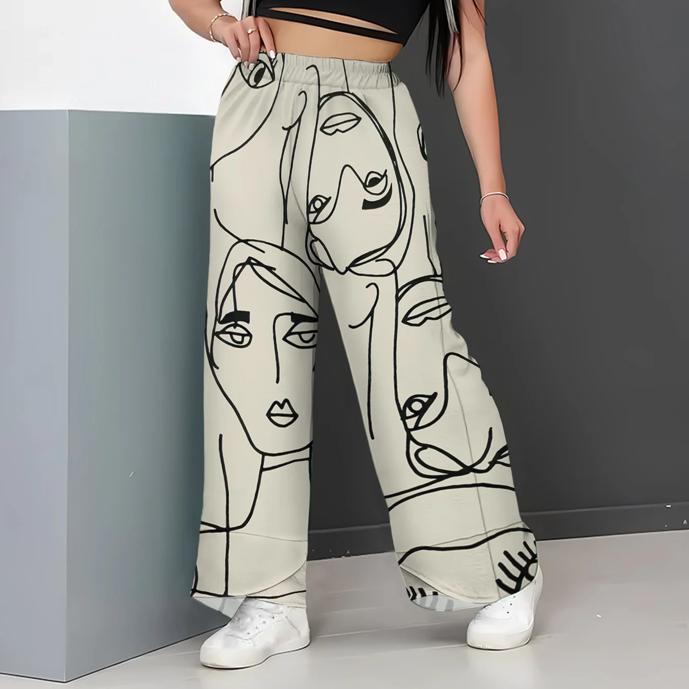 

CLOOCL Fashion Women Casual Pants Nine-point Pants Abstract Art Face Pattern 3D Printed Slacks Ankle Design Pants Women Clothing