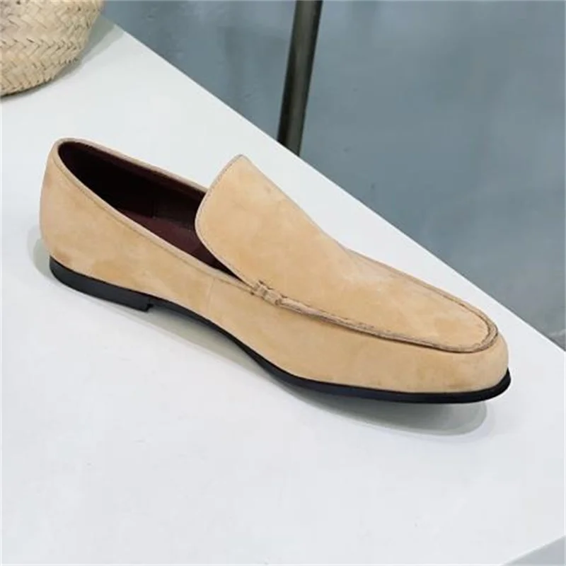 

Sewing Lines Shoes for Women Round Toe Flat Heels Shallow Ladies Female Loafers Suede Leather Chassure Femme Solid Zapatos Mujer