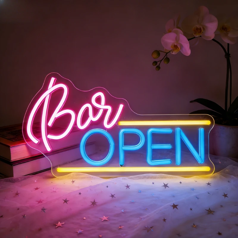 

LED Neon Sign Bar Open LED Wall Art Night Light USB Rechargeable Pub Decor Aesthetic Gaming Room Setup Decoration Gift