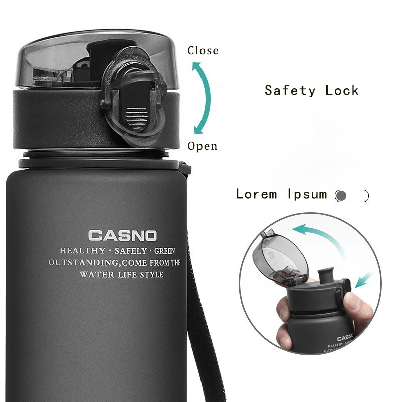 560ml garrafa de água esportiva anti queda à prova de vazamento plástico portátil beber copo adequado para viagens ao ar livre acampamento fitness esportes