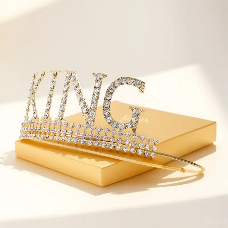 Diadema de Corona de Rey Vintage de Plástico para Cumpleaños, Corona de Rey para Hombres y Niños, Accesorio para Disfraces, Cosplay y Actuaciones