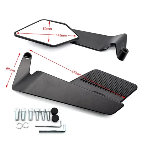 Imagen 2 del producto Espejos de motocicleta, espejos de ala fija plegables, rotación ajustable, espejos traseros de 8mm y 10mm para Honda, Yamaha, Kawasaki, espejo lateral