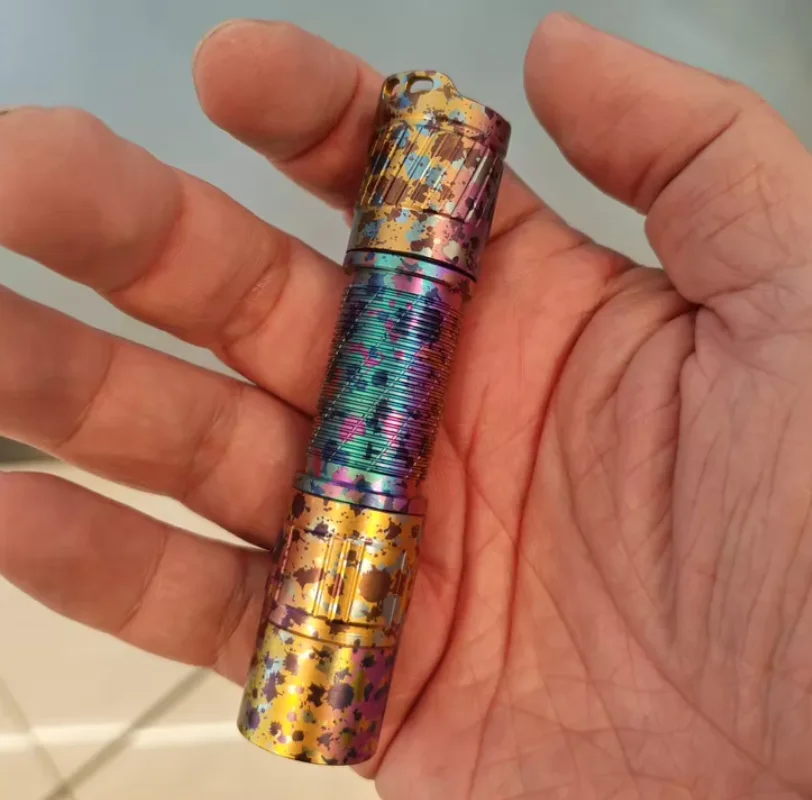 Used EDC T3 Rainbow Titanium Alloy Flashlight Outdoor Tools Strong Light Torch Lamp Decompression Toy