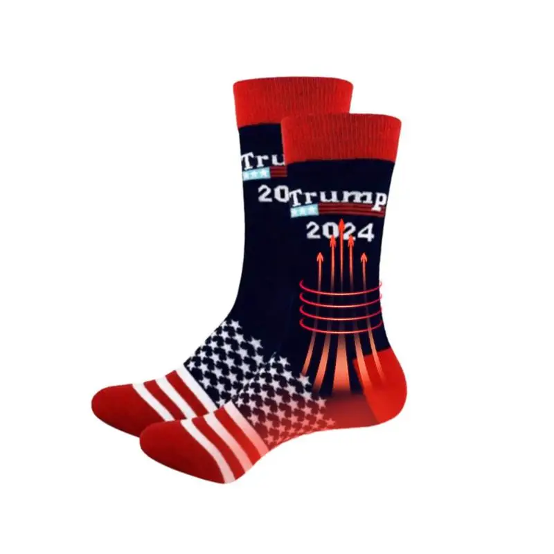 Trump 2024 Socks Funny Dress Socks Washable Trump Gifts For Men Mens Novelty Socks With American Flag Design For Women Men