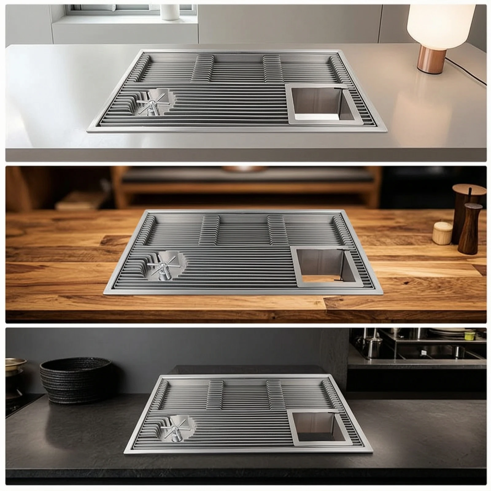Bild 6: Kaffee-Arbeitsstation-Panel: Integrierte Kaffee-Arbeitsstation mit Tassenspüler, Spülablage und langlebiger Schnellspülung