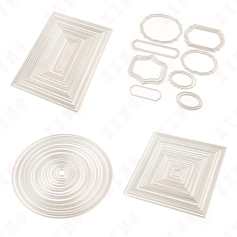 

All Occasion Alternate Stitched Banners & Labels Nestables Square Circle Die Set New Diy Deco Embossing Craft Metal Cutting Dies