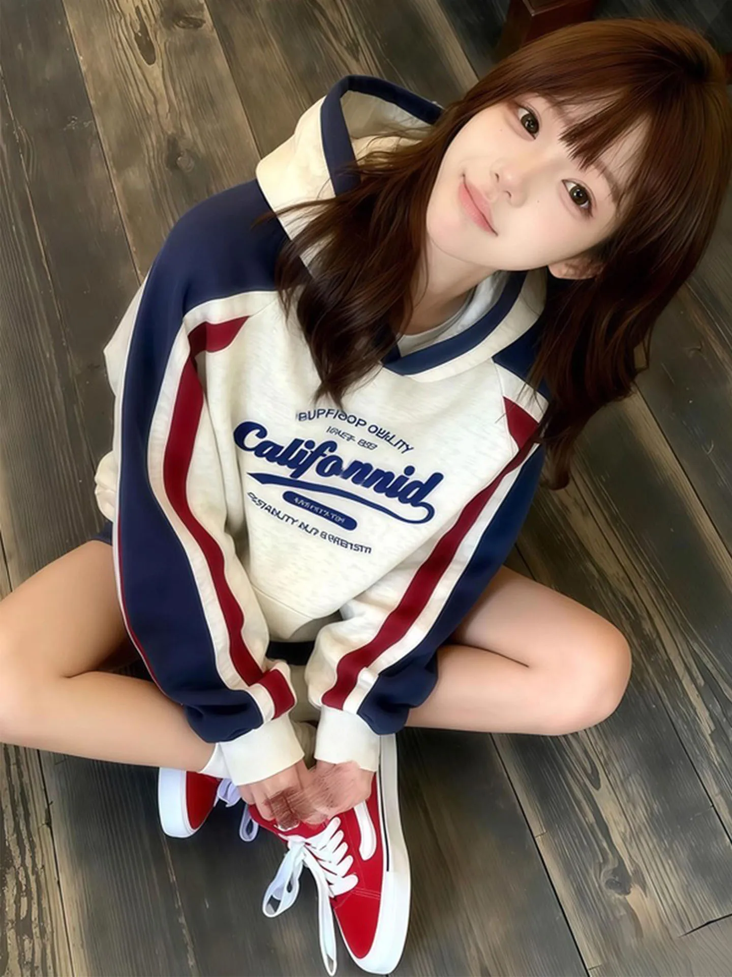 

Oversize Overshirt Color Block Hoodie Women's Loose Fit Fall Winter Thickened Fleece Casual Sportswear Vintage Commute Style