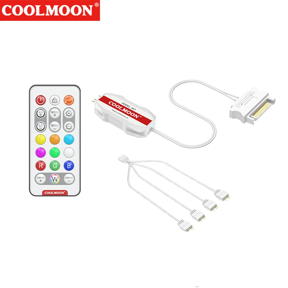 ARGB Controller Cable 5V 3 Pin 3Pin To SATA ARGB Mini Controller HUB Adapter RGB Remote Controller for PC Fan Light Strip