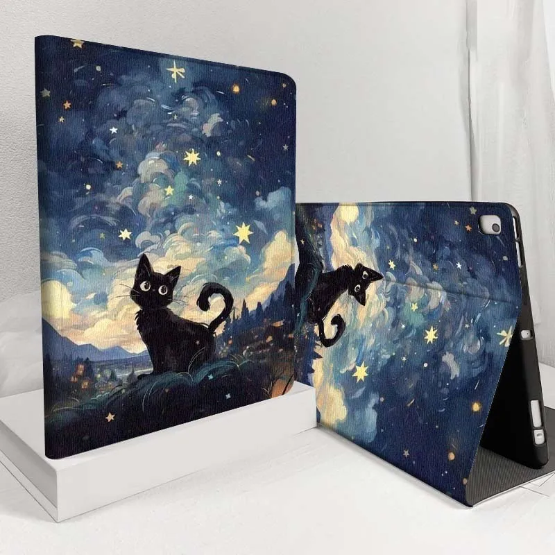 Cartoon Van Gogh Cat For Samsung Galaxy Tab S11 S10 S9 S8 S7 S6 A11 A9 A8 A7 10.5 10.4 Lite FE Plus Inch Tablet Case