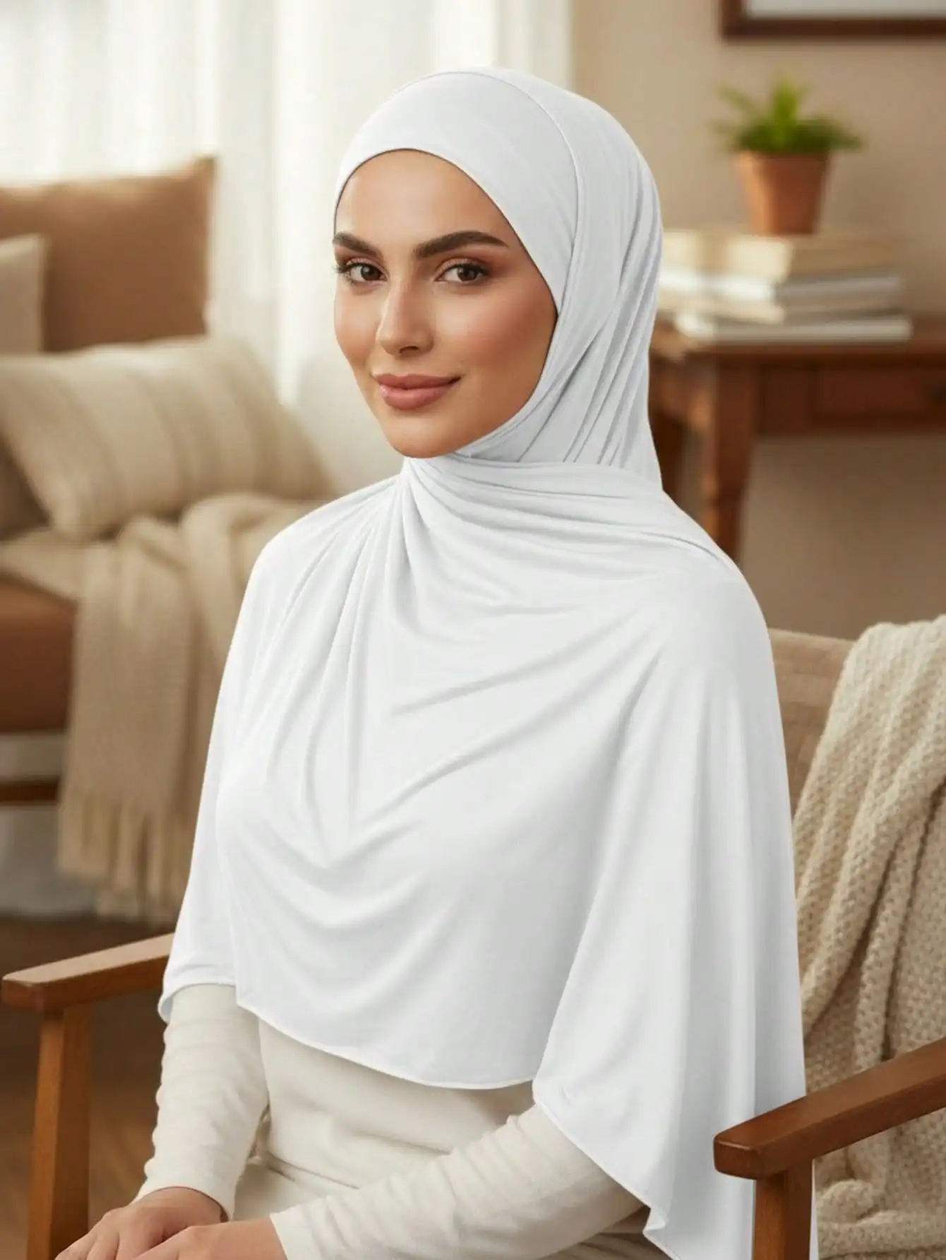 

1Pc Solid Color Artificial Silk Headscarf, Soft Breathable Sunscreen Warm Shawl Scarf for Women, Fit Various Occasions