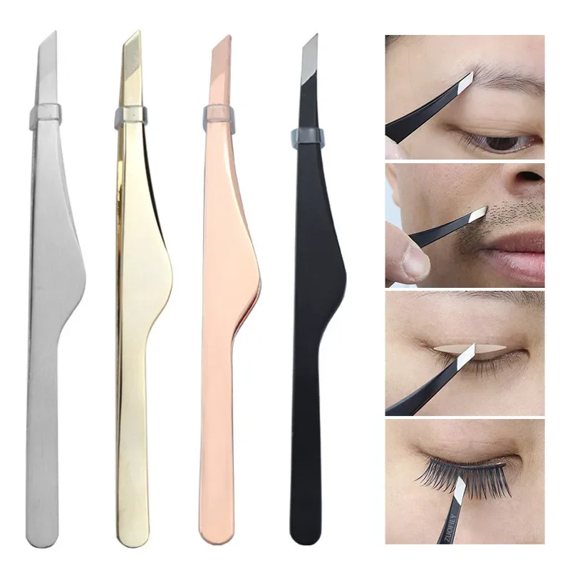 

Stainless Steel Eyebrow Clip Eyelashes Double Eyelid Sticker Tweezers Makeup Tools Slant Tip Hair Removal Tweezers Beauty Tools