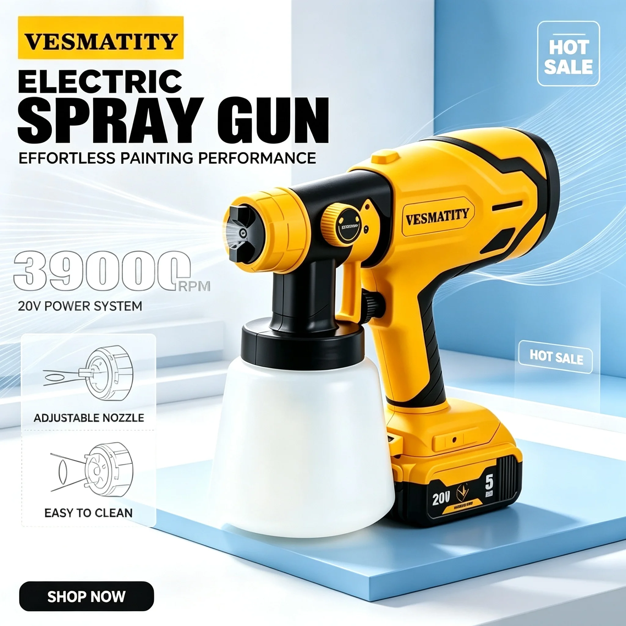 Spray Gun Airbrush Lightweight Paint Sprayer Electric Brush-less VESMATITY Batteries Uniform Spray for Home DIY Projects Pro Max