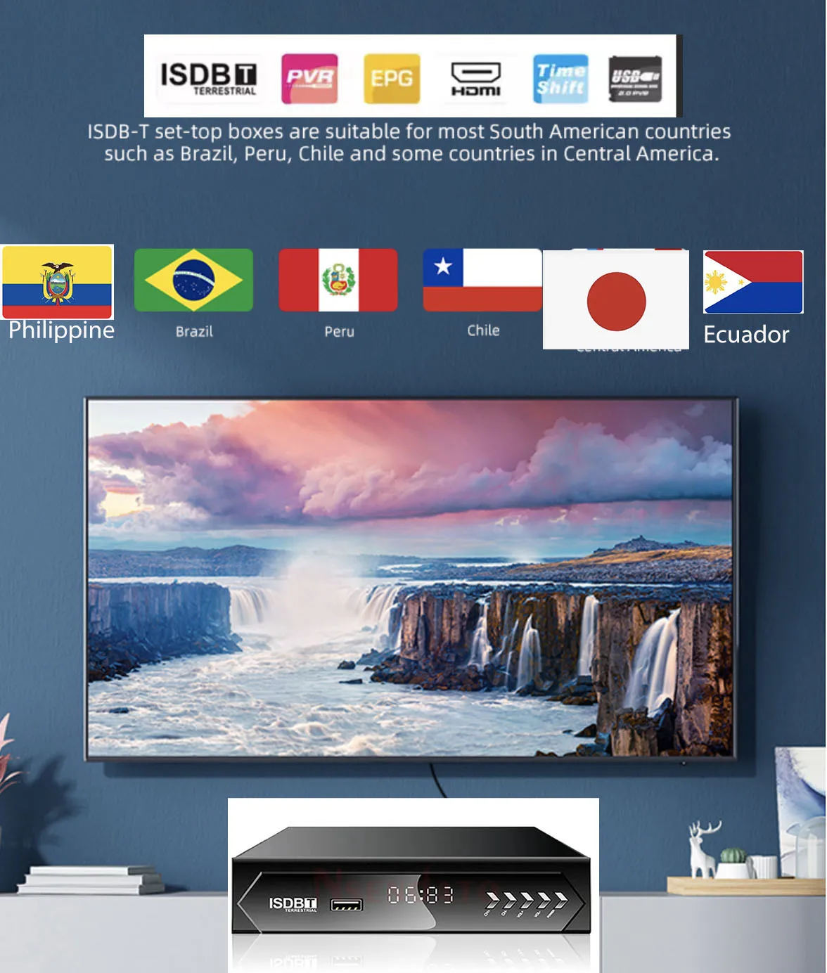 1080P ISDB-T ISDBT فك TDT استقبال التلفزيون بث الفيديو الرقمي h.264 للبرازيل/بيرو/الأرجنتين/شيلي/الفلبين/الفنزويلا