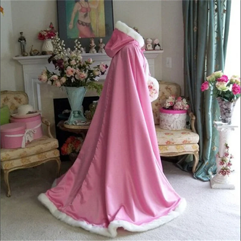 Wedding Cloak Wraps Jackets Winter Cape Faux Wedding Coat Suit Hood Cold Weather winter wedding cloak