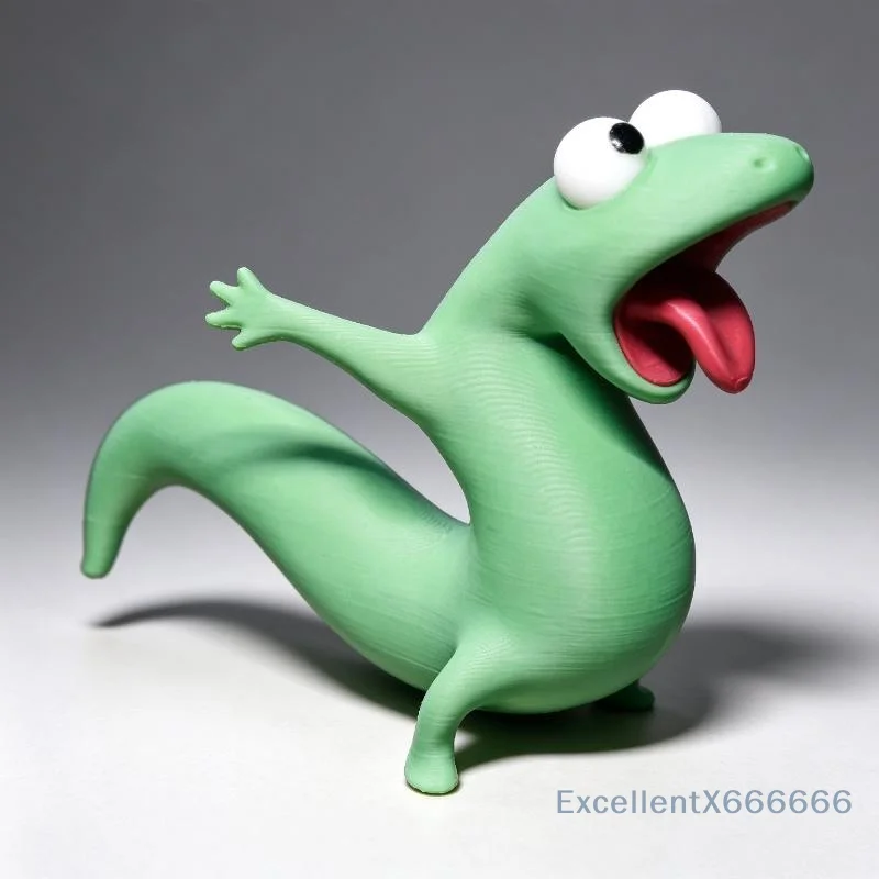 Small Size 3D Printed Green Lizard Statue Fun Desktop Ornament 1Pcs Compact Decor for Office Shelf Narrow Desk