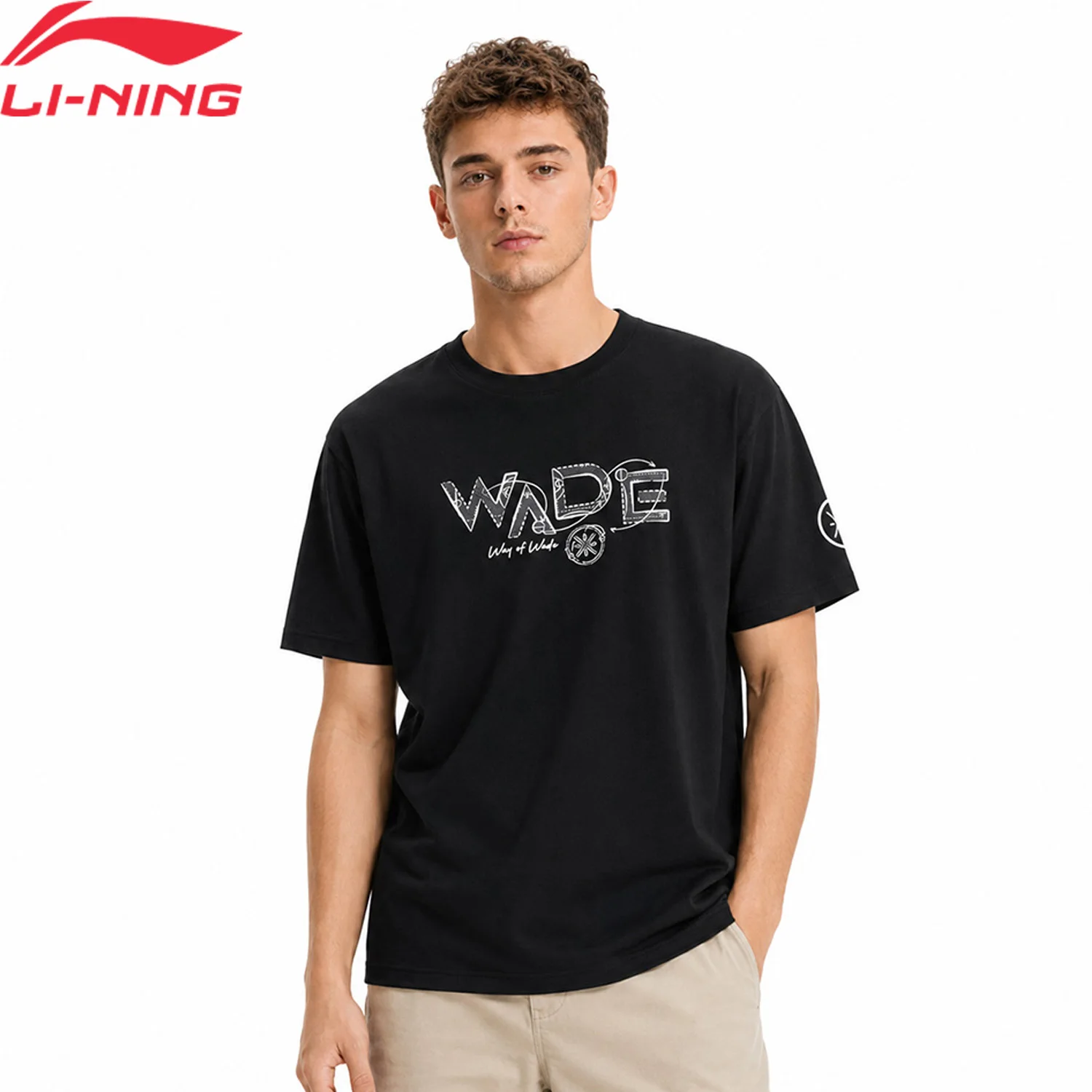 Li-Ning Men's WADE T-shirts LN UV PROOF 51%Cotton 35%Polyester 14%Viscose Regular Fit LiNing Fashionable Sports Tee Tops AHSW375