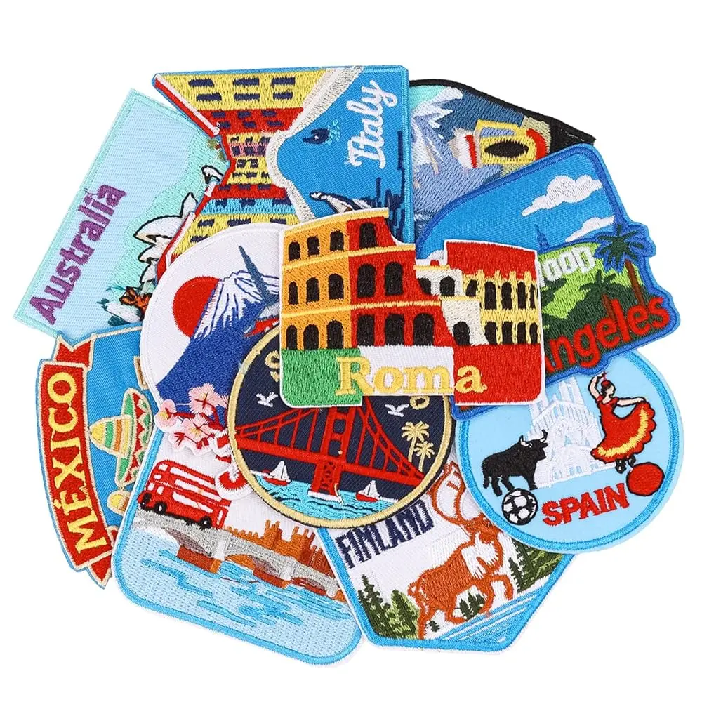 

11Pcs Travel Iron on Patches World Landmarks Country Vacation Souvenir Vintage Aesthetic Iconic Sightseeing Embroidered Appli