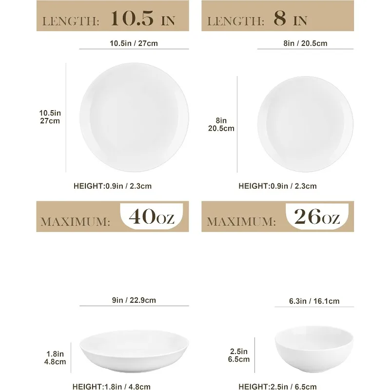 

Наборы фарфоровой посуды для гурманов из 24 предметов, современный белый круглый набор посуды для 6 градусов — наборы сервировочных тарелок и мисок премиум-класса f