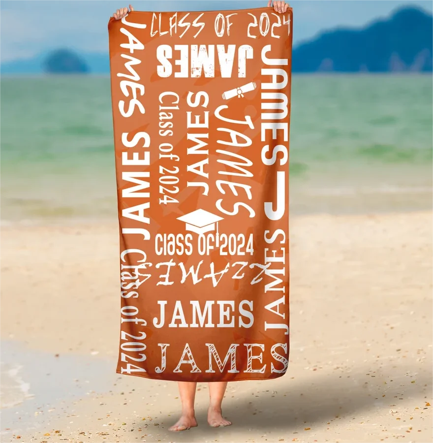 Custom 2024 Graduation Beach Towel Class of 2024 Towel College Graduation High School Graduation Graduation Gift GraduationTowel