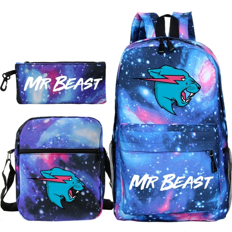 

Mr 3pcs/set Beast Backpack kids Knapsack Boy Girl Teens Travel School Rucksack Beast Lightning Cat Laptop Shoulder Bags gift