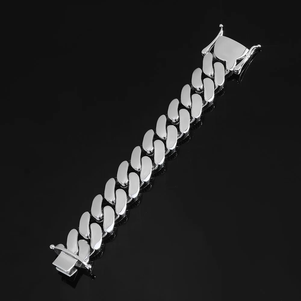 

HHIOK Customized 22mm Iced Cuban Necklace S925 VVS Sterling Silver Moissanite Diamond Test Hip Hop Style Jewelry Bracelet