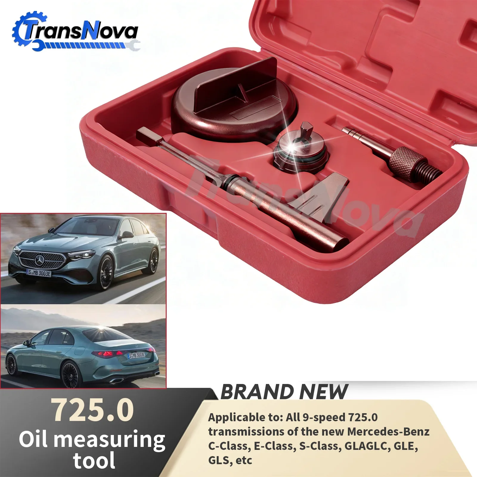 

Инструмент для замены масла в трансмиссии TransNova 725.0, набор адаптеров для слива, для 9-ступенчатых коробок передач Mercedes-Benz C, E, S-класса